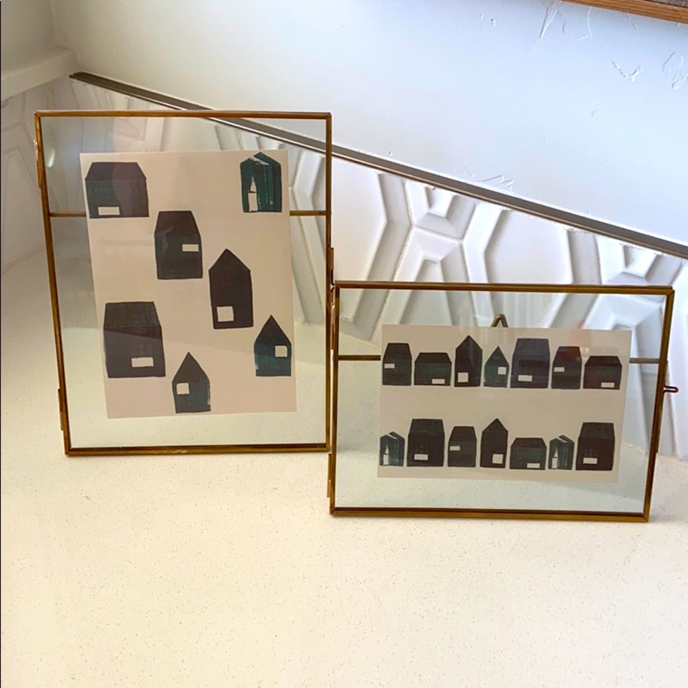 Hearth & Hand Pressed Glass with Artwork set of 2